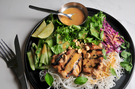 Grilled Chicken Noodle Salad + Ruby Crunch Sweet Citrus Dressing